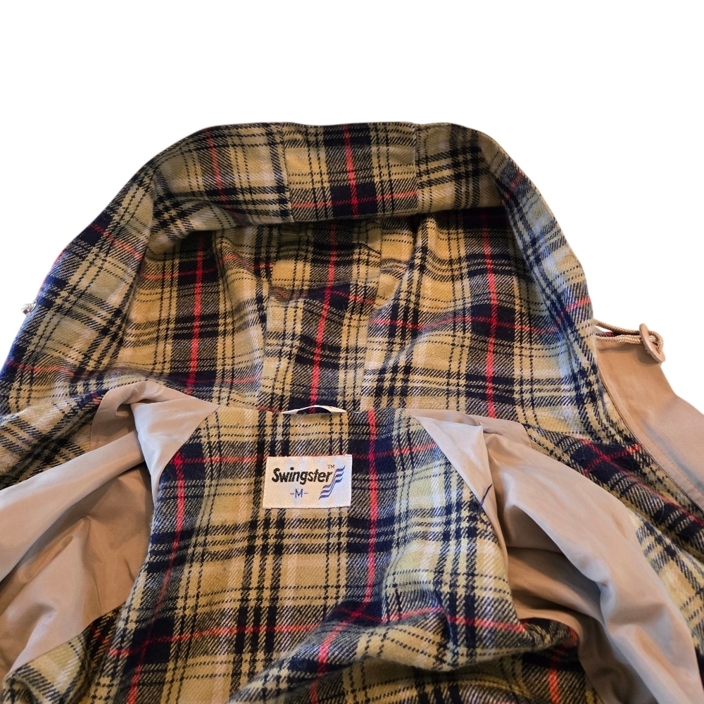 Vintage Swingster Mens Kahki Jacket Sz M Flannel Lined Two Way Zipper Utility - Picture 15 of 16